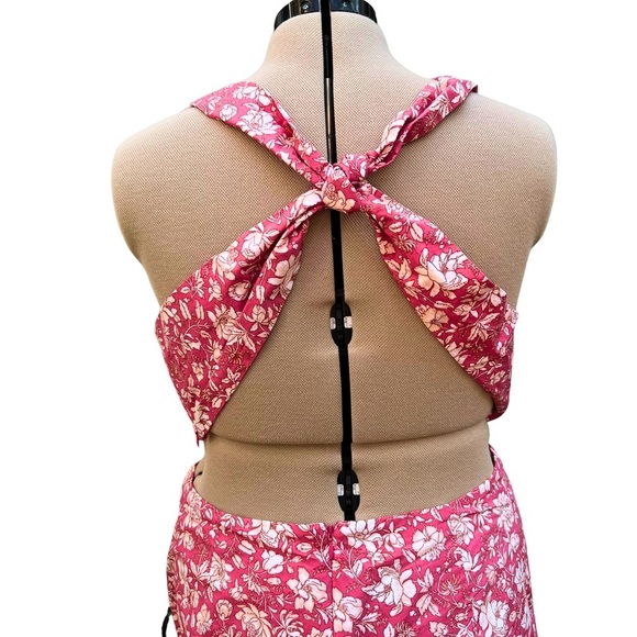 J. Crew (18 - NWT) Twist-Back Midi Dress  - Tossed Floral - Pink and White - Picture 7 of 10